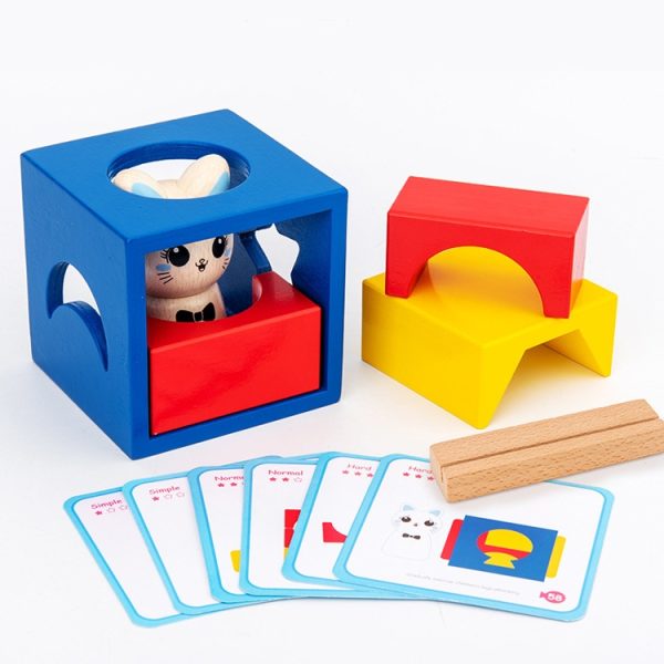 Children Puzzle Creative Assembling Building Blocks Cat Magic Box Baby Early Education Board Game Toys - Image 3