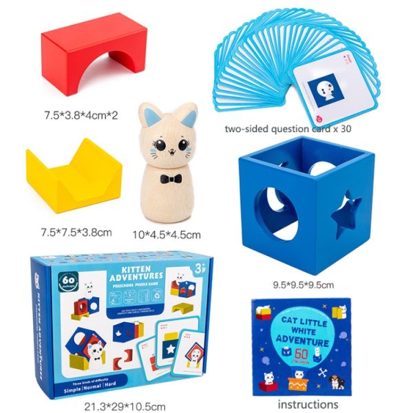 Children Puzzle Creative Assembling Building Blocks Cat Magic Box Baby Early Education Board Game Toys - Image 4