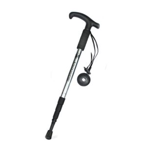 JUNGLELEOPARD Four-Section Curved Handle Aluminum Alloy Trekking Pole, Silver White#52-110cm, Red#52-110cm, Black#52-110cm, Blue#52-110cm