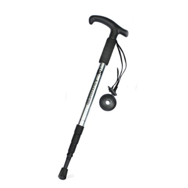 JUNGLELEOPARD Four-Section Curved Handle Aluminum Alloy Trekking Pole, Silver White#52-110cm, Red#52-110cm, Black#52-110cm, Blue#52-110cm