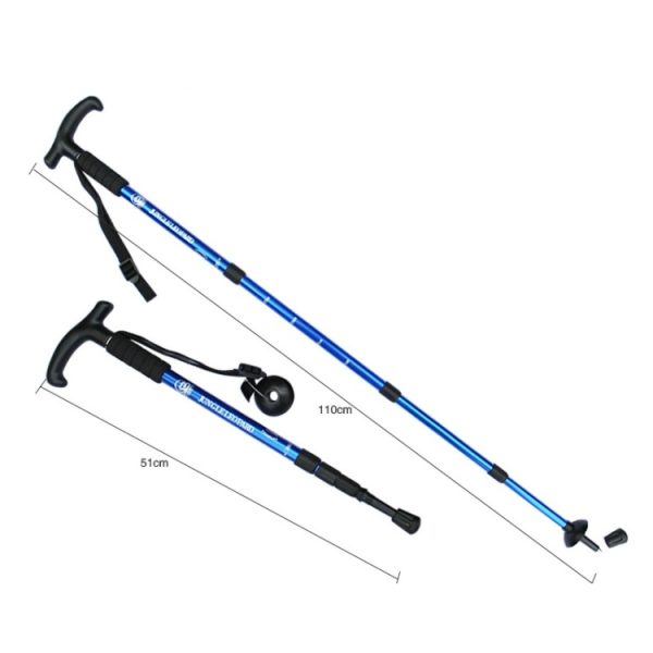 JUNGLELEOPARD Four-Section Curved Handle Aluminum Alloy Trekking Pole, Silver White#52-110cm, Red#52-110cm, Black#52-110cm, Blue#52-110cm – Image 3
