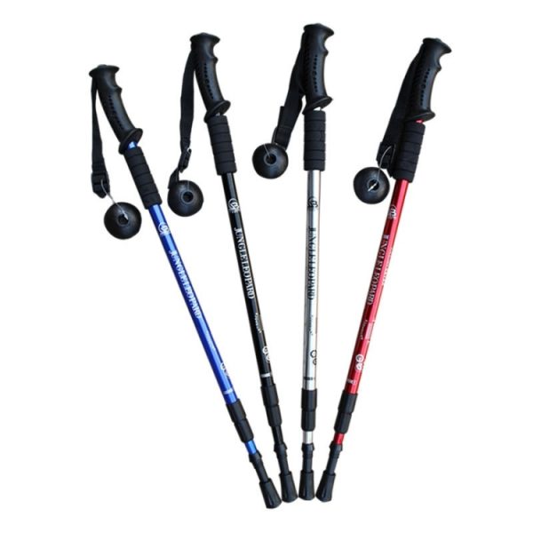 JUNGLELEOPARD 3-Section Straight Handle Aluminum Trekking Pole Multifunctional Walking Hand Crutches, Red#66-135cm, Blue#66-135cm, Black#66-135cm, Silver White#66-135cm - Image 2