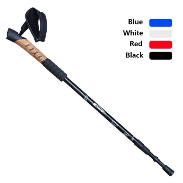 WUXIAN Outdoor Aluminum Alloy Multi-Function Knife Type Cork Straight Handle Three-Section Telescopic Trekking Pole Random Colour Delivery, 66-135cm - Image 2