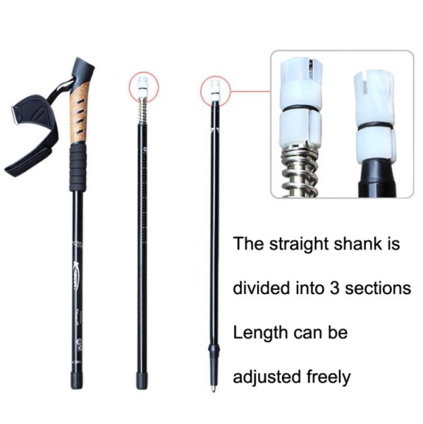 WUXIAN Outdoor Aluminum Alloy Multi-Function Knife Type Cork Straight Handle Three-Section Telescopic Trekking Pole Random Colour Delivery, 66-135cm - Image 3