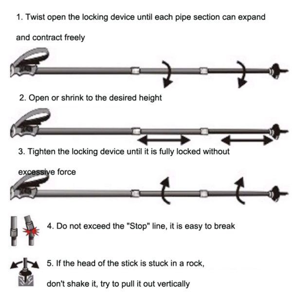 WUXIAN Outdoor Aluminum Alloy Multi-Function Knife Type Cork Straight Handle Three-Section Telescopic Trekking Pole Random Colour Delivery, 66-135cm - Image 5