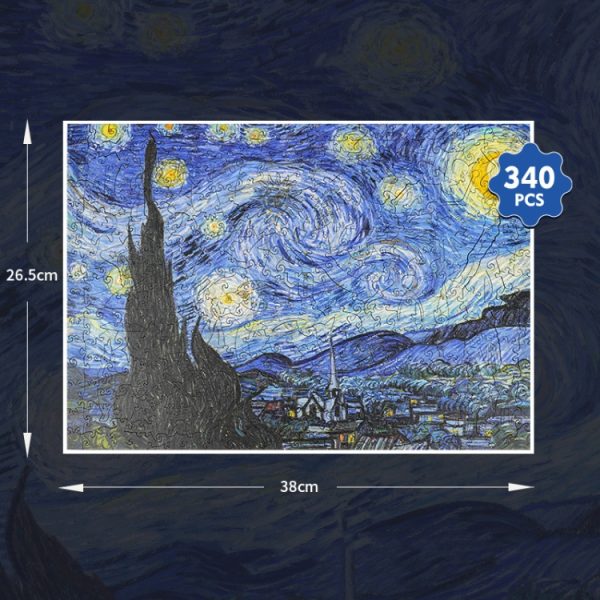 Irregular Wooden Puzzle Adult High Difficulty Creative Gift, The Starry Night - Image 3