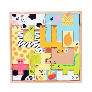 Children Early Education Intelligence Toys 3D Cube Blocks Cartoon Animal Puzzle, Cartoon Animal