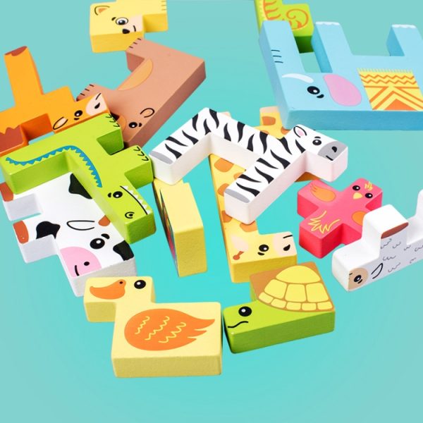 Children Early Education Intelligence Toys 3D Cube Blocks Cartoon Animal Puzzle, Cartoon Animal - Image 4