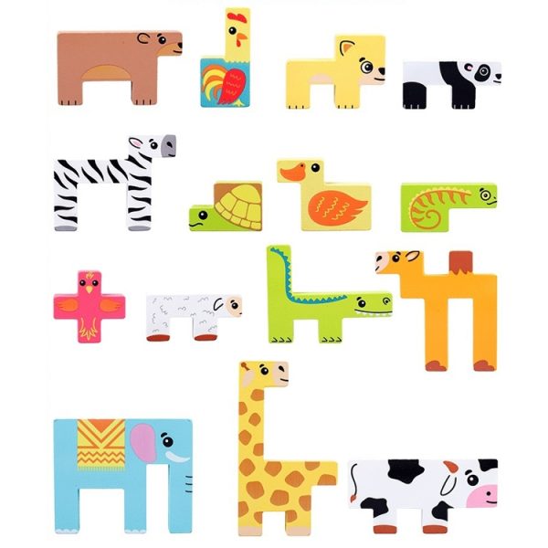 Children Early Education Intelligence Toys 3D Cube Blocks Cartoon Animal Puzzle, Cartoon Animal - Image 6