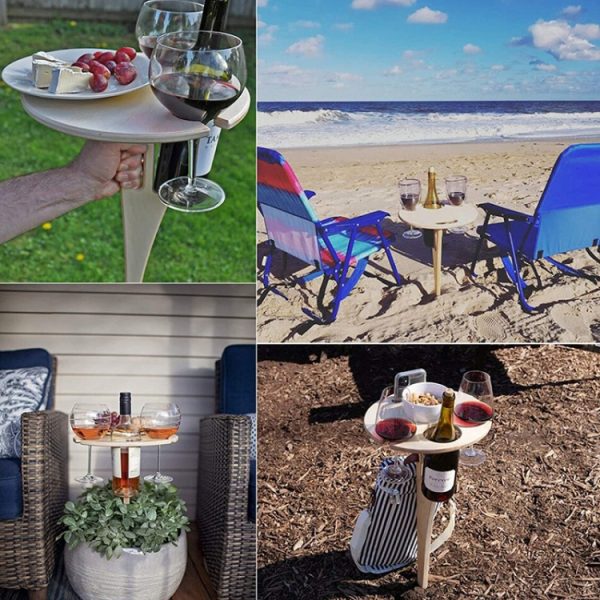 Outdoor Portable Folding Wine Table Outdoor Beach Table, - Image 5