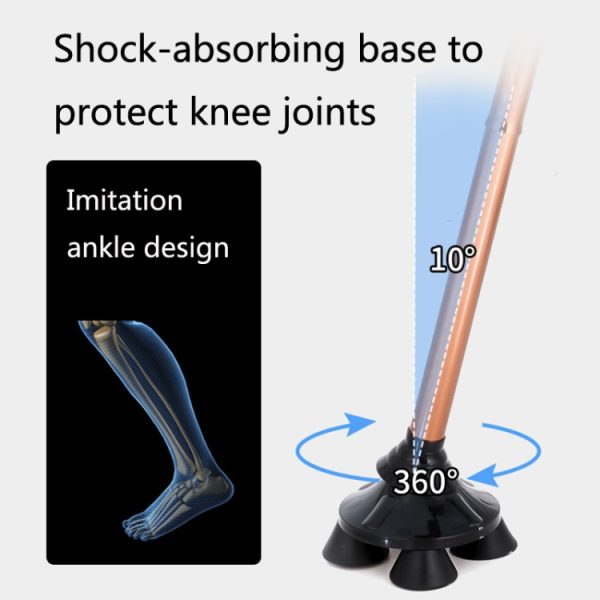 TBS-009 Four-Legged Folding Elderly Crutches Aluminum Alloy Light And Multifunctional Non-Slip Crutches With Light, TBS-009(Black), TBS-009(Brown) - Image 3