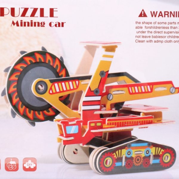 3 PCS 512 Children Wooden Assembled Car Engineering Vehicle Excavator Assembling Toy, Mining Vehicle, Forklift, Cleaners, Bulldozer, Excavator - Image 6