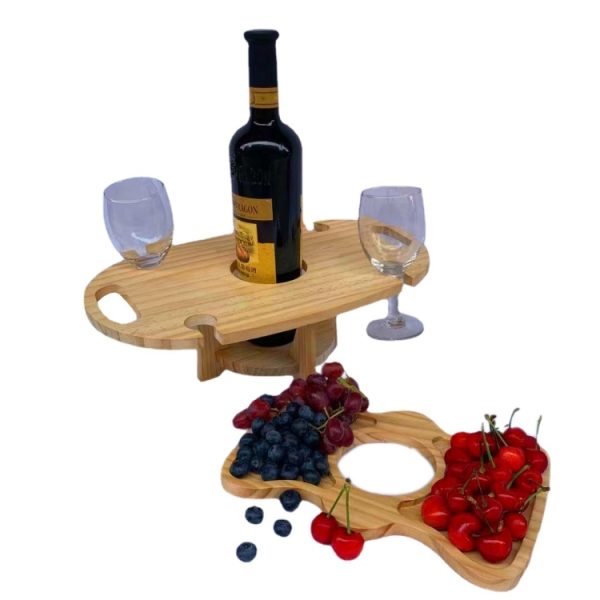 Outdoor Picnic Table Wooden Foldable Wine Rack, Foldable Table - Image 4