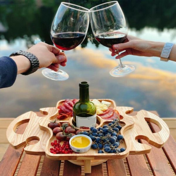 Outdoor Picnic Table Wooden Foldable Wine Rack, Foldable Table - Image 5