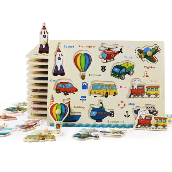Wooden Puzzle Hand Grab Board Educational Toy Number Transport Pattern Puzzle Child Gift,, Random Style Delivery - Image 2