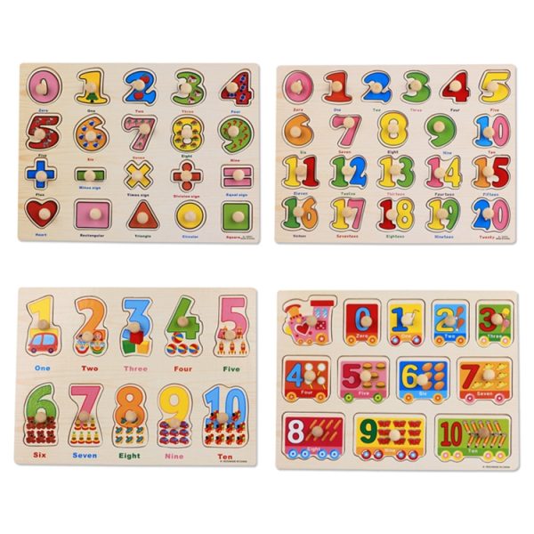 Wooden Puzzle Hand Grab Board Educational Toy Number Transport Pattern Puzzle Child Gift,, Random Style Delivery - Image 4