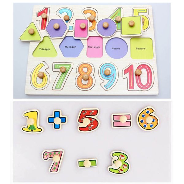 Wooden Puzzle Hand Grab Board Educational Toy Number Transport Pattern Puzzle Child Gift,, Random Style Delivery - Image 5