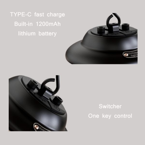 Outdoor Portable Hanging USB Charging Camping Light, Black, Beige - Image 3