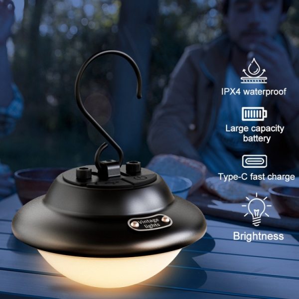 Outdoor Portable Hanging USB Charging Camping Light, Black, Beige - Image 5