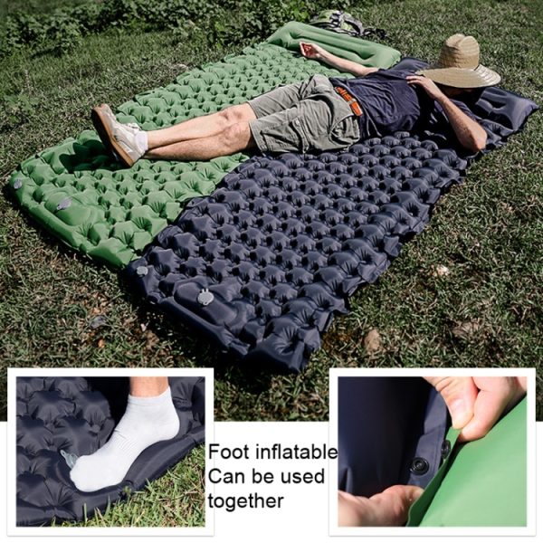 TPU Inflatable Sleeping Pad Camps Outdoor Waterproof Single Travel Cushion, Army Green, Navy) - Image 6