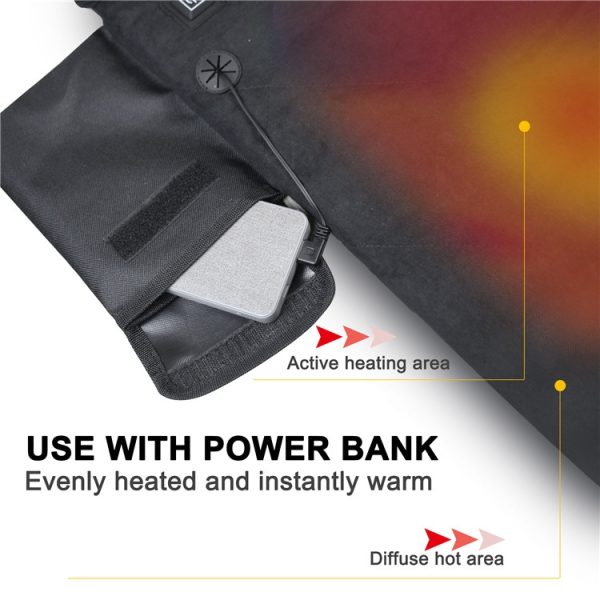 Outdoor Winter Camping Warm USB Heating Cushions With Backrest, With Backrest Khaki, With Backrest Black, With Backrest Gray - Image 4