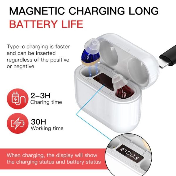 GM-912 Digital Hearing Aid Sound Amplifier With Digital Display Charging Compartment - Image 3