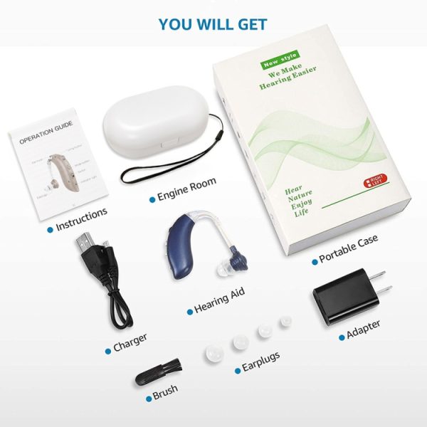 GM-105 Smart Noise Cancelling Ear-hook Rechargeable Elderly Sound Collector, - Image 7