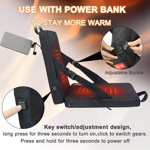 Outdoor Portable Camping Heated Foldable Cushion, Size:, 33x38x4cm Black, 33x38x4cm Khaki - Image 5