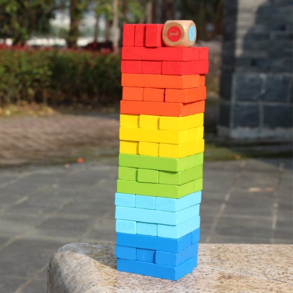 Colorful Stacked Tall Children Menochi Toy Desktop Game, 54pcs - Image 5