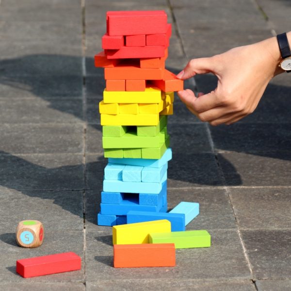 Colorful Stacked Tall Children Menochi Toy Desktop Game, 54pcs - Image 6