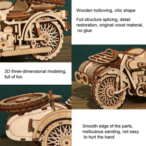 LG834 Tricycle Boat 3D Wooden Puzzle Educational Toys DIY Handmade Ornaments – Image 3