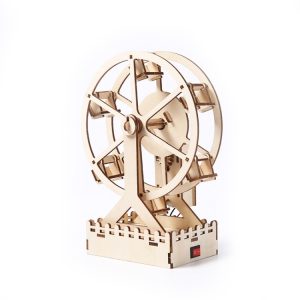 Wooden Mechanical Puzzle Toys Science Electric Assembling Toys ,Style:, Ferris Wheel, Hand Shake Music Box, Music Housing, Small Electric Fan, Alarm Clock, Rotating Trojan