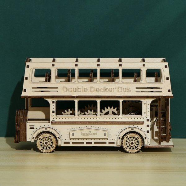 Double Decker Bus 3D Wooden Puzzle Toys DIY Handmade Ornaments - Image 2