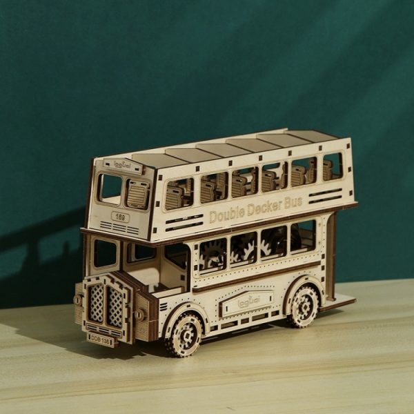 Double Decker Bus 3D Wooden Puzzle Toys DIY Handmade Ornaments - Image 3