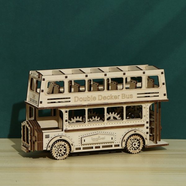 Double Decker Bus 3D Wooden Puzzle Toys DIY Handmade Ornaments - Image 4