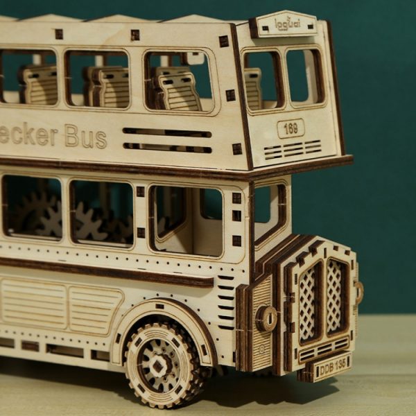 Double Decker Bus 3D Wooden Puzzle Toys DIY Handmade Ornaments - Image 5
