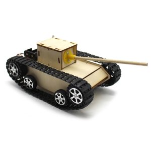 Wooden Electric Simulation Crawler Tank DIY Toy Assembly Model,Spec:, No. 1 Single Motor Basic Edition, No. 1 Single Motor Remote Control Edition, No. 2 Dual Motor Remote Control Edition, No. 3 Dual Motor Remote Control Edition, No. 4 Follow The Black Line
