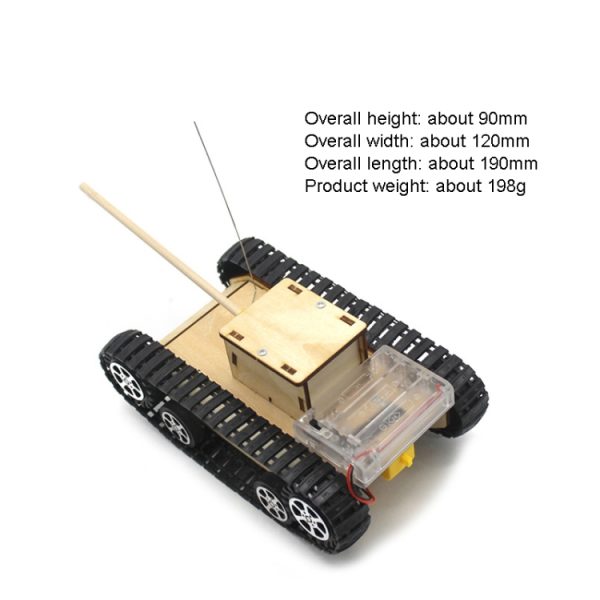 Wooden Electric Simulation Crawler Tank DIY Toy Assembly Model,Spec:, No. 1 Single Motor Basic Edition, No. 1 Single Motor Remote Control Edition, No. 2 Dual Motor Remote Control Edition, No. 3 Dual Motor Remote Control Edition, No. 4 Follow The Black Line - Image 4