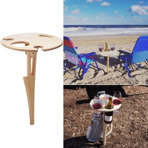 Wooden Lawn Folding Wine Table Outdoor Picnic Wine Rack