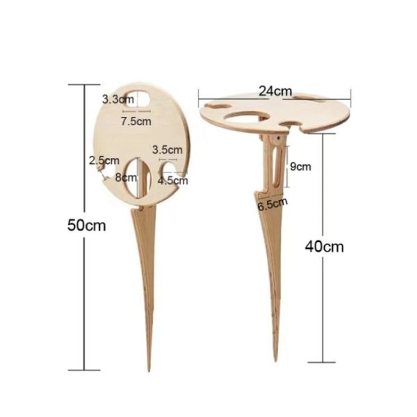 Wooden Lawn Folding Wine Table Outdoor Picnic Wine Rack - Image 4