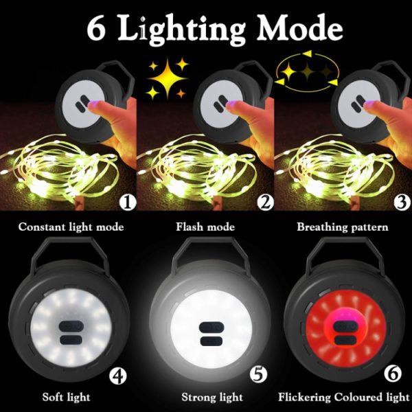 2 In 1 LED Portable String Lamp Camping Atmosphere Light USB Rechargeable - Image 9