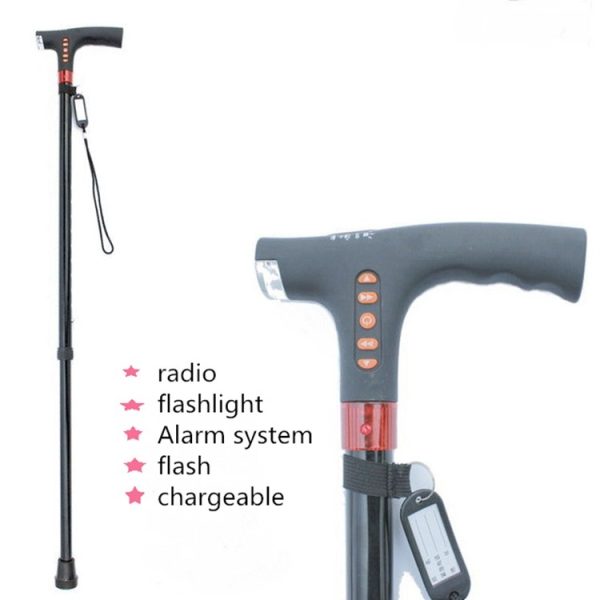 Ten-speed Adjustable Cane With Light And Radio Alarm For The Elderly - Image 2