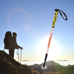 135cm Adjustable Portable Height Outdoor Aluminum Trekking Poles, Orange#135cm, Red#135cm, Green#135cm