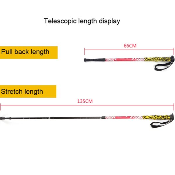 135cm Adjustable Portable Height Outdoor Aluminum Trekking Poles, Orange#135cm, Red#135cm, Green#135cm - Image 4