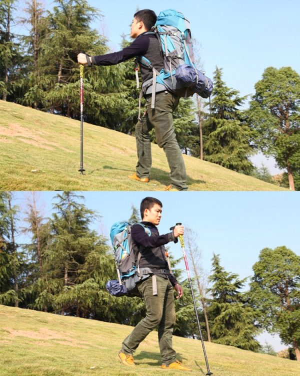135cm Adjustable Portable Height Outdoor Aluminum Trekking Poles, Orange#135cm, Red#135cm, Green#135cm - Image 8