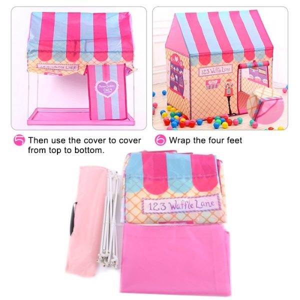 Household Children Printing Play Tent Small Game House with Mat - Image 8