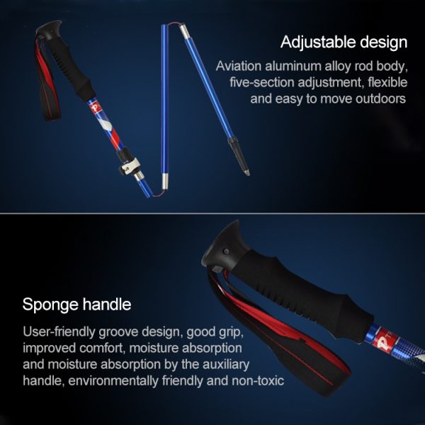 5 Node Portable Foldable Aluminium Alloy Alpenstocks Trekking Poles, Folding Length : 35CM, Folding Length : 35CM (Blue), Folding Length : 35CM (Red), Folding Length : 35CM (Black), Folding Length : 35CM (Green) - Image 6