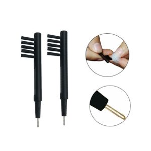 2 PCS 3 In 1 Hearing Aid Cleaning Brush with Wax Loop and Battery Magnet, Cleaning Brush
