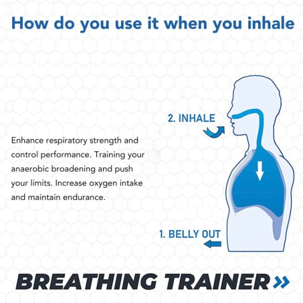 Breathing Exerciser Trainer Adjusts Resistance Lung Capacity Strengthener, Black, White – Image 4