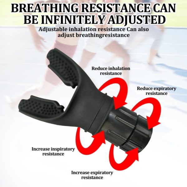Breathing Exerciser Trainer Adjusts Resistance Lung Capacity Strengthener, Black, White – Image 5